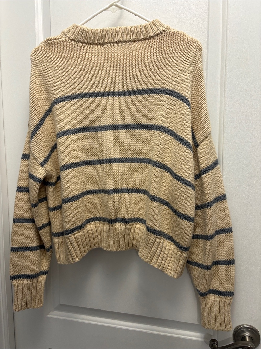 Jenni Kayne 100% Cotton Chunky Knit Striped Sweater Oversized Cropped Chloe XS - Picture 8 of 8